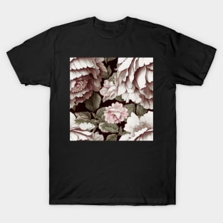 Antique Vintage White Ivory Peony Floral Illustration T-Shirt